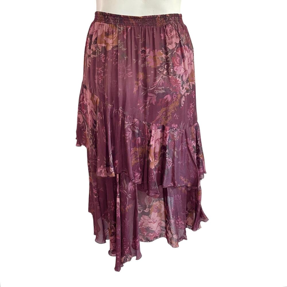 Vintage Sundance Floral Tiered Midi Skirt: 90s, Y2K - Picture 5 of 6